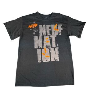 Nerf Nation Sz M Shirt Tee Black Orange Nerf Gun Nation T-Shirt Slim
